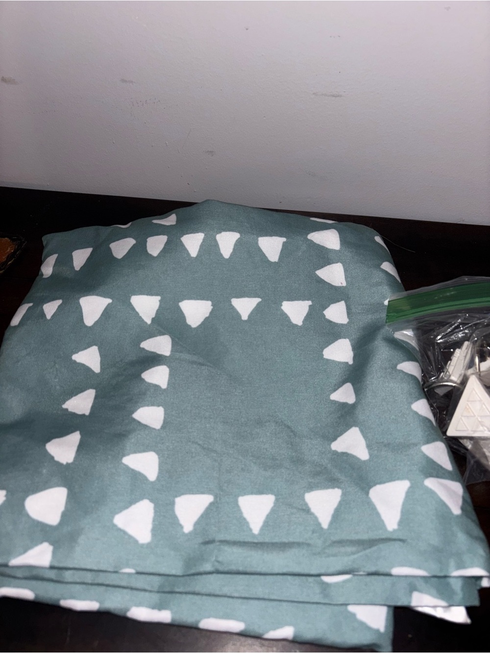 Teal Triangle Print Cotton Fabric Panel
